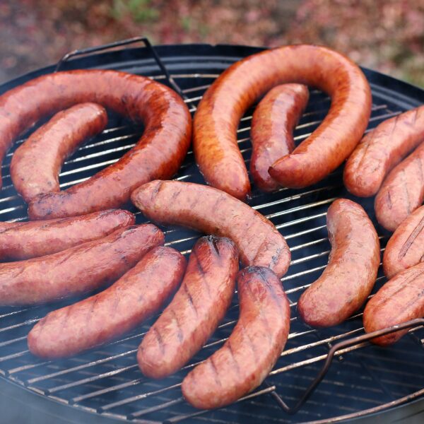 Smoked Sausage on top of the Weber smoker