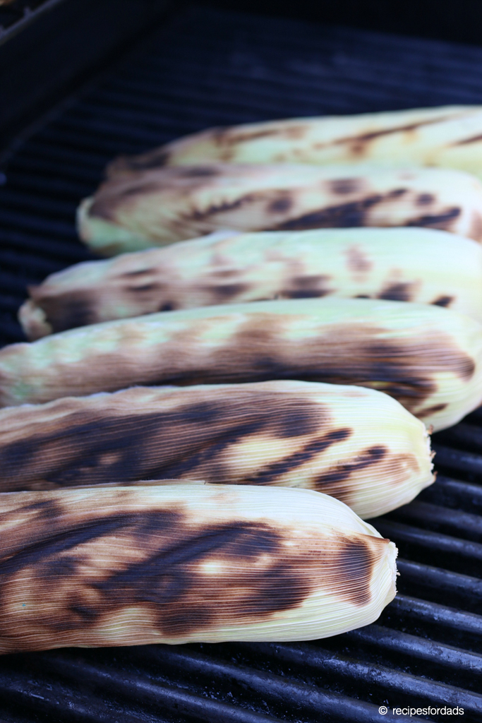 grilling corn on the cob with the husks on