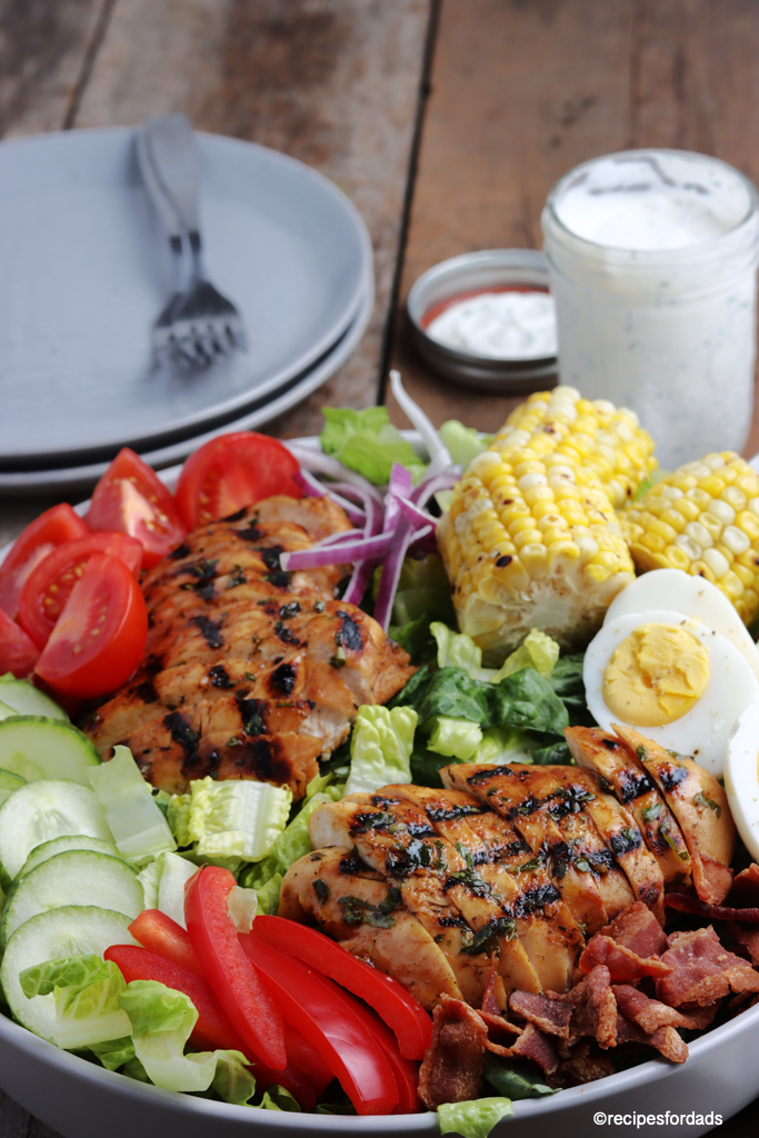 Grilled Chicken Cobb Salad With Homemade Ranch Dressing