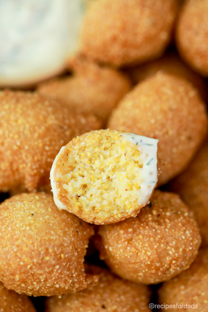 Homemade Hush Puppies with dipping sauce