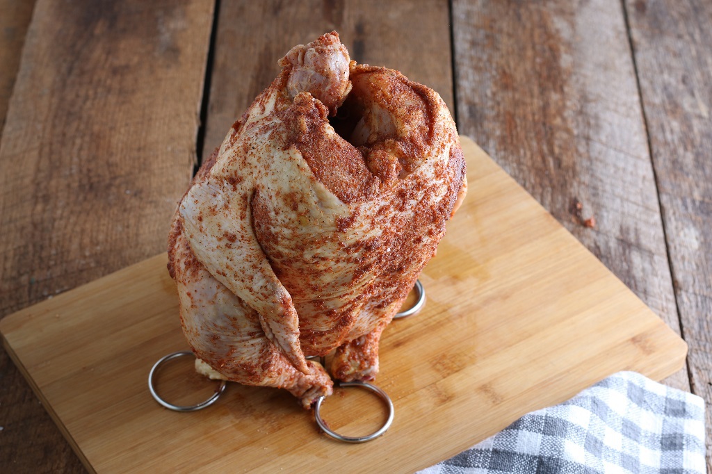 Chicken on beer can stand
