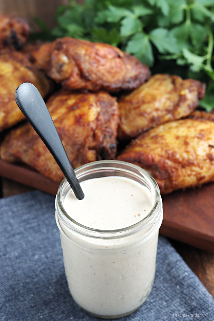 Alabama White Sauce served with chicken.
