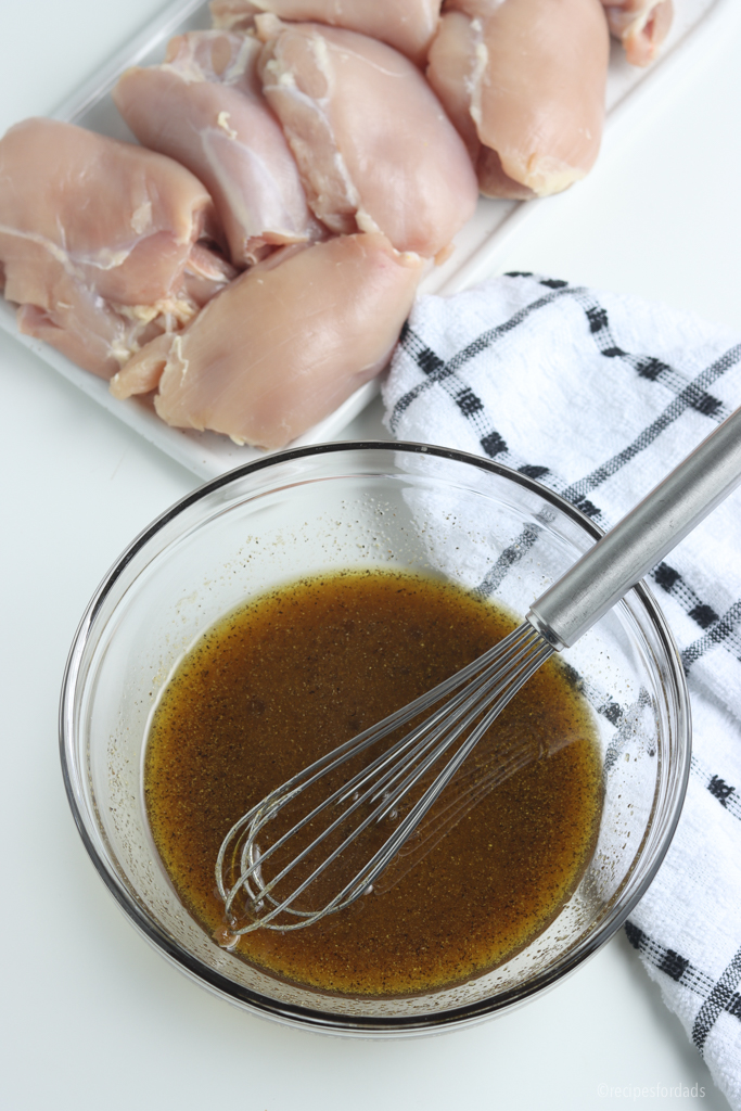 Marinade for grilled boneless chicken thighs.