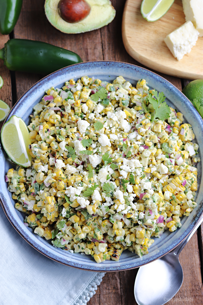 Mexican Street Corn served with Avocados