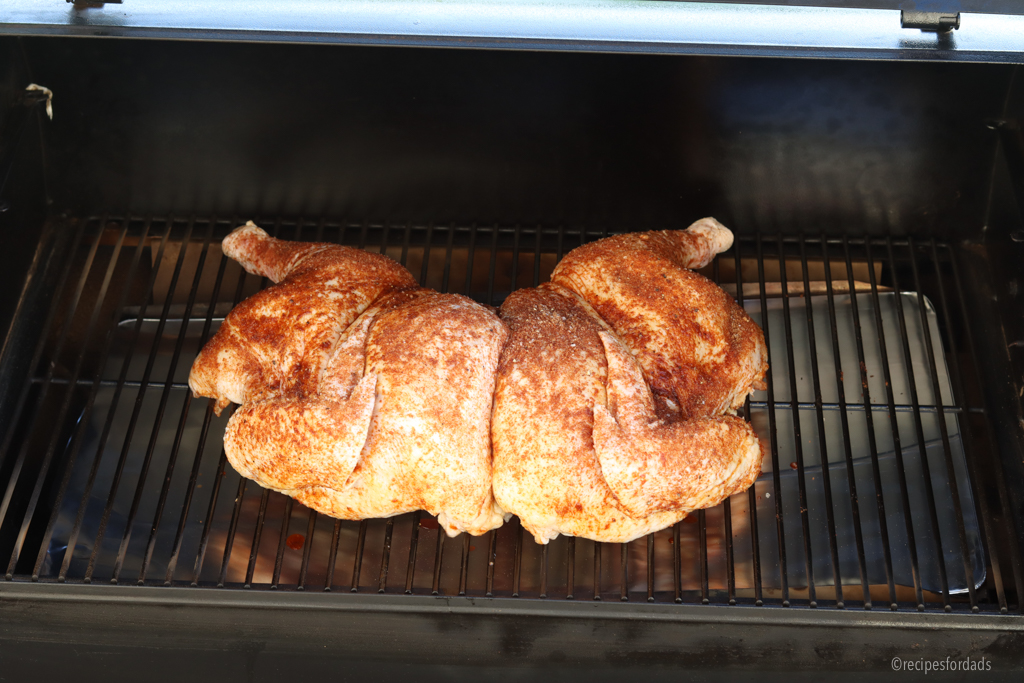 smoked spatchcock turkey on Traeger Smoker