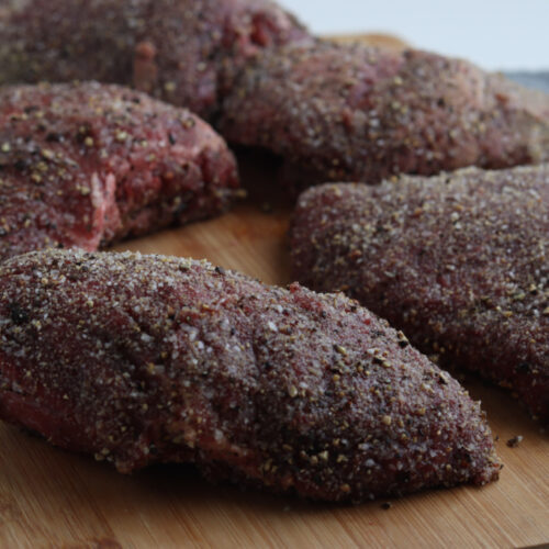 seasoned beef cheeks ready for the smoker