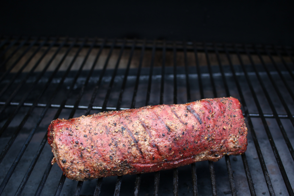 beef tenderloin on the Traeger smoker