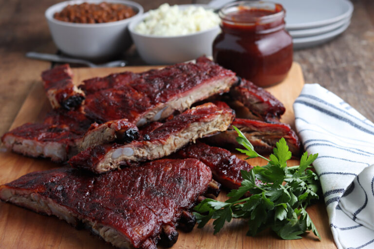 Smoked 321 Pork Ribs on cutting board