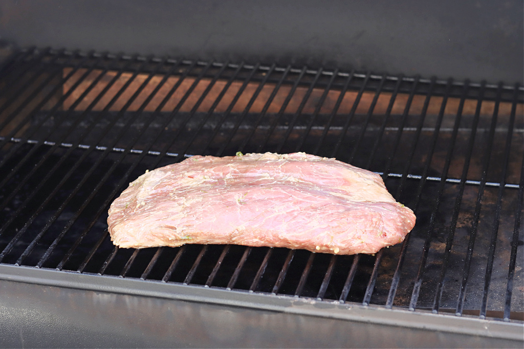 flank steak on Traeger smoker